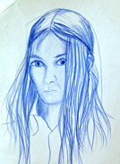 Self Portrate in blue pencil c 1970